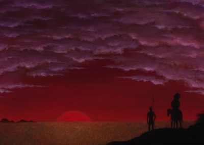 Il Giorno Promesso (Rosso Sole), oil on canvas, fantasy painting